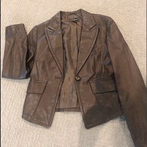 Brown leather jacket, new w/o tags